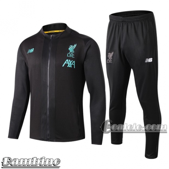 6Calcio: Full-Zip Giacca Tuta Bambino Fc Liverpool Nera/Verde 2019 2020