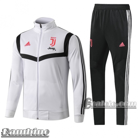 6Calcio: Full-Zip Giacca Tuta Bambino Juventus Bianca/Nera 2019 2020