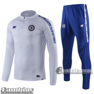 6Calcio: Tuta Bambino Fc Chelsea Half-Zip Bianca 2019 2020