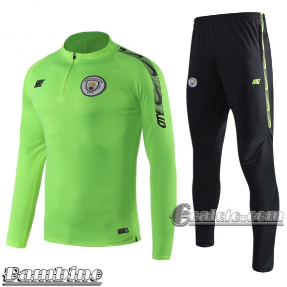 6Calcio: Tuta Bambino Manchester City Half-Zip Verde 2019 2020