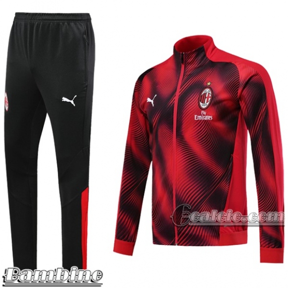 6Calcio: Full-Zip Giacca Tuta Bambino Milan Ac Rossa/Nera 2019 2020