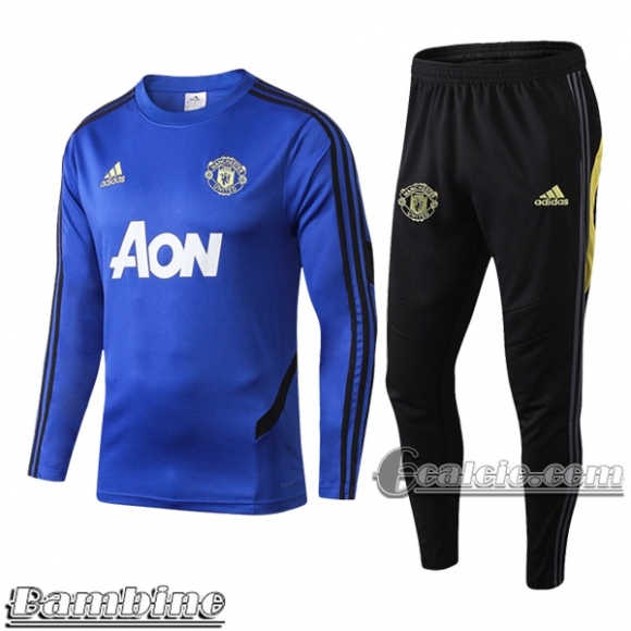 6Calcio: Felpa Tuta Bambino Manchester United Azzurra 2019 2020