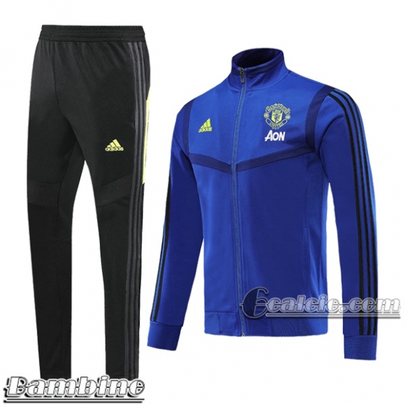 6Calcio: Full-Zip Giacca Tuta Bambino Manchester United Azzurra 2019 2020