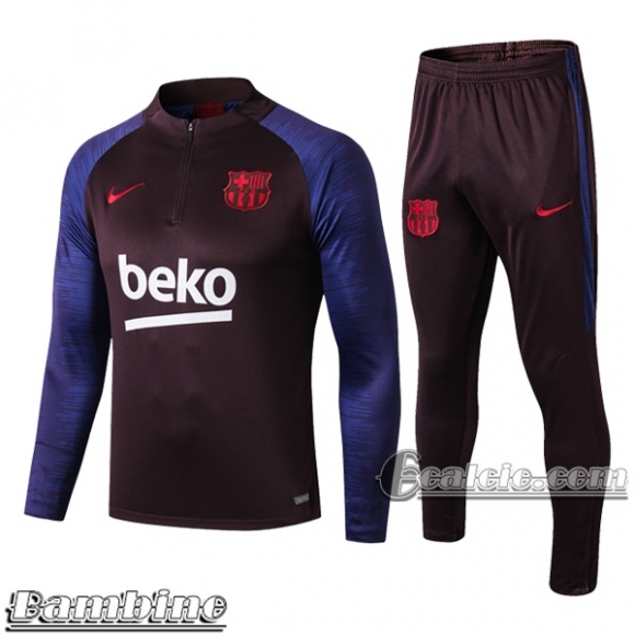 6Calcio: Tuta Bambino Fc Barcellona Half-Zip Nera 2019 2020