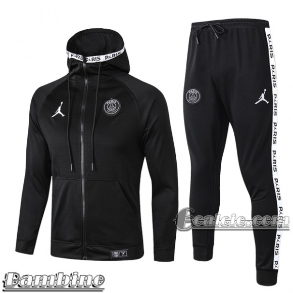 6Calcio: Full-Zip Giacca Tuta Bambino Cappuccio Air Jordan * Paris Psg Nera 2019 2020