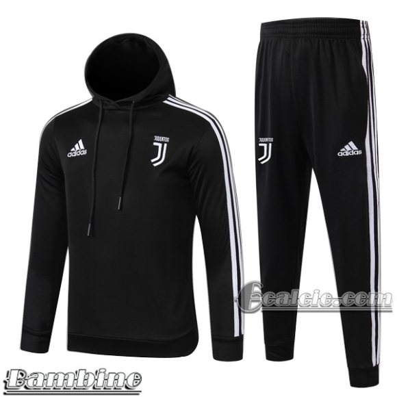 6Calcio: Full-Zip Giacca Tuta Bambino Cappuccio Juventus Nera 2019 2020