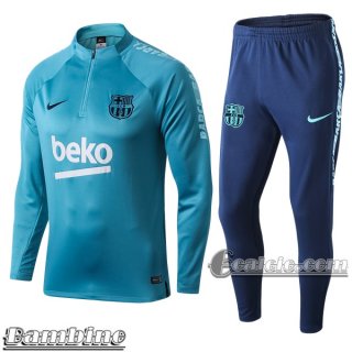 6Calcio: Tuta Bambino Fc Barcellona Half-Zip Azzurra 2019 2020