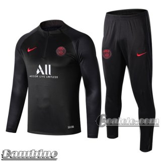 6Calcio: Tuta Bambino Psg Paris Saint Germain Half-Zip Nera 2019 2020