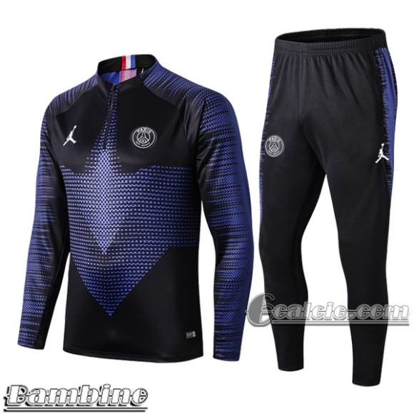 6Calcio: Tuta Bambino Psg Paris Saint Germain Half-Zip Nera/Azzurra 2019 2020