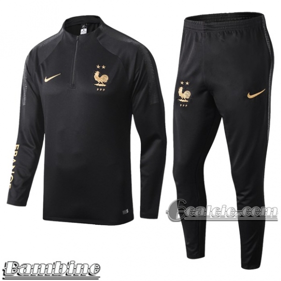 6Calcio: Tuta Bambino Francia Half-Zip Nera 2019 2020