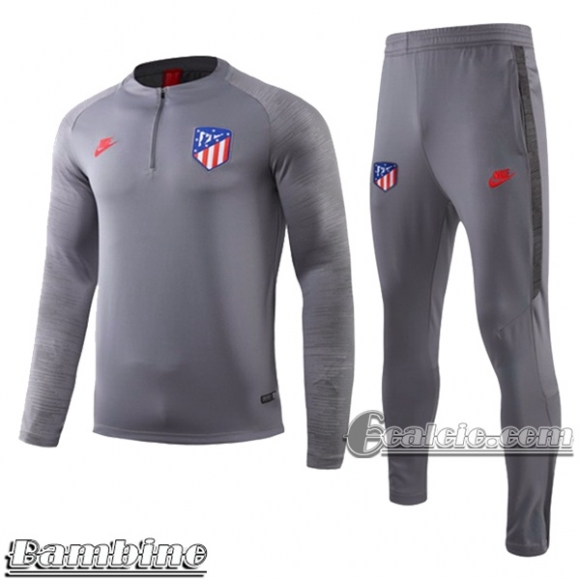 6Calcio: Tuta Bambino Atletico Madrid Half-Zip Grigia 2019 2020