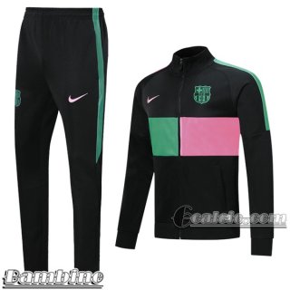 6Calcio: Full-Zip Giacca Tuta Bambino Fc Barcellona Nera Verde Rosa 2019 2020