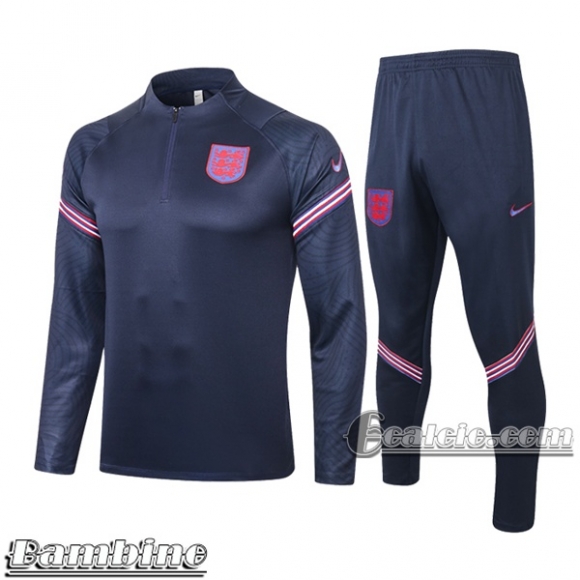 6Calcio: Tuta Bambino Inghilterra Half-Zip Azzurra Marino 2020 2021