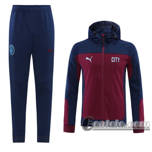 6calcio: Manchester city Full-Zip Giacca Cappuccio zaffiro 2020-2021 J171