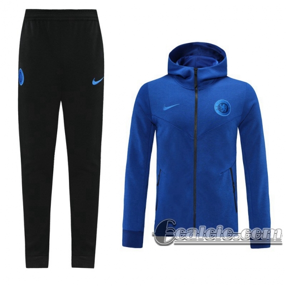 6calcio: Chelsea Full-Zip Giacca Cappuccio Blu acceso 2020-2021 J172