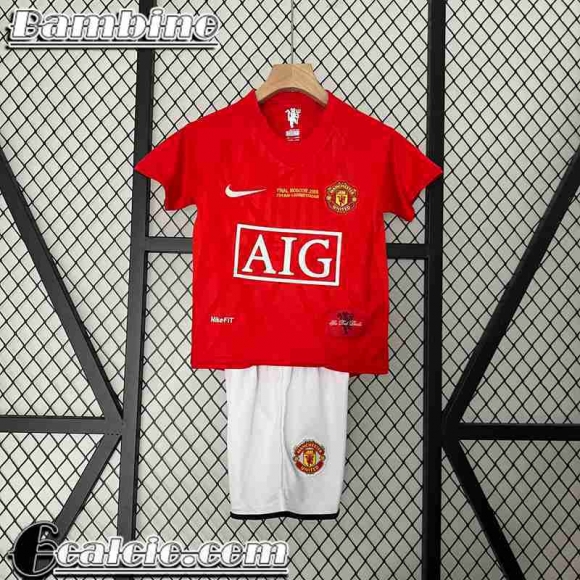 Retro Maglia Calcio Manchester United Prima Bambini 07 08