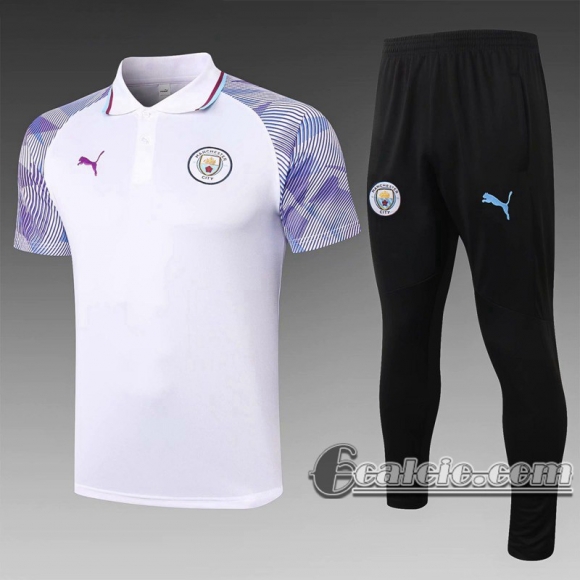 6calcio: Manchester City Maglia Polo Calcio 2020-2021 bianca P206