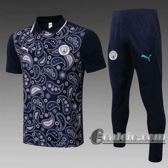 6calcio: Manchester City Maglia Polo Calcio 2020-2021 Blu scuro P207