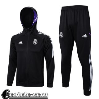 Full-Zip Giacca Cappuccio Real Madrid nero Uomo 23 24 JK712