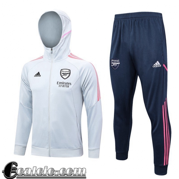 Full-Zip Giacca Cappuccio Arsenal Bianco Uomo 23 24 JK718