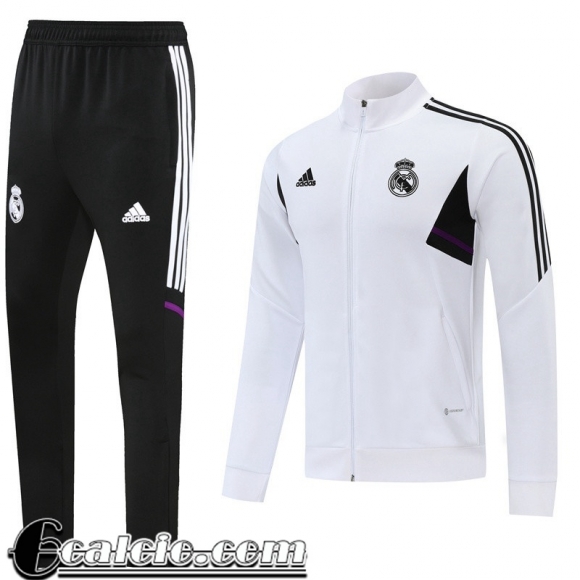 Full Zip Giacca Real Madrid Bianco Uomo 2022 23 JK444