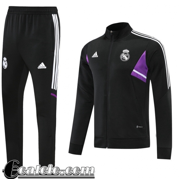 Full Zip Giacca Real Madrid Nero Uomo 2022 23 JK445