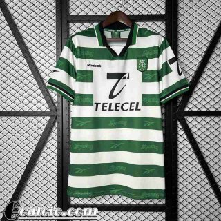 Sporting Lisbon Retro Maglia Calcio Prima Manga Larga Uomo 99/00 FG828