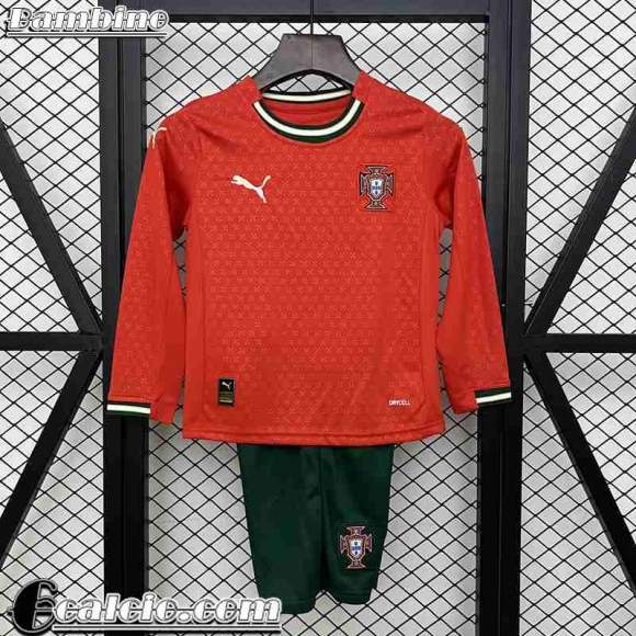 Portogallo Maglia Calcio Prima Manga Larga Bambino 2025