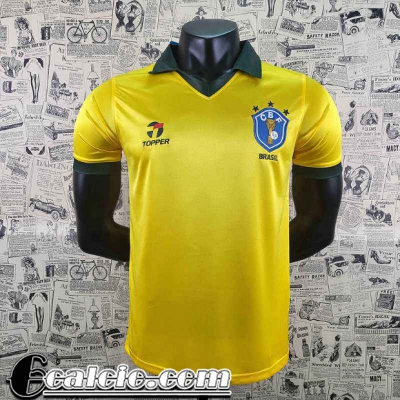 Retro Maglie Calcio Coppa del Mondo Brasile Giallo Uomo 1986 AG28