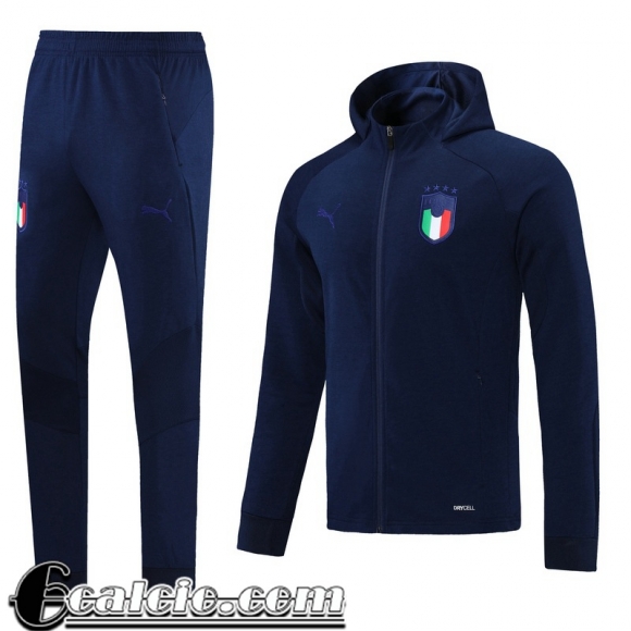 Cappuccio Hoodie Giacca Italie Uomo Blu scuro 2021 2022 JK112