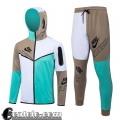 Full-Zip Giacca Cappuccio Sport bianco verde chiaro Uomo 23 24 JK769