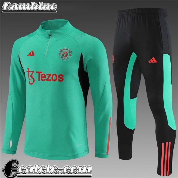 Tute Calcio Manchester United Verde Bambini 23 24 TK654