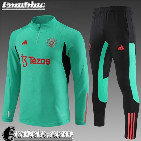 Tute Calcio Manchester United Verde Bambini 23 24 TK654