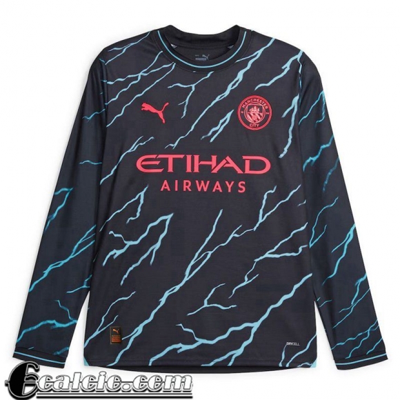 Maglie Calcio Manchester City Terza Uomo Manga Larga 23 24