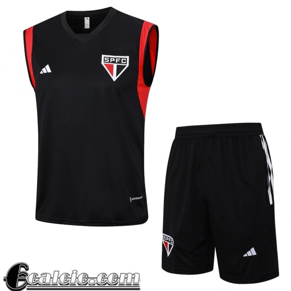 Tute Calcio Senza maniche Sao Paulo nero Uomo 23 24 TG948