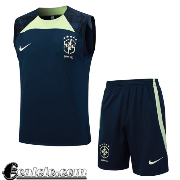Tute Calcio Senza maniche Brasile blu navy Uomo 23 24 TG956