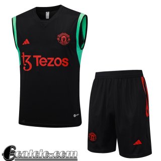 Tute Calcio Senza maniche Manchester United nero Uomo 23 24 TG971