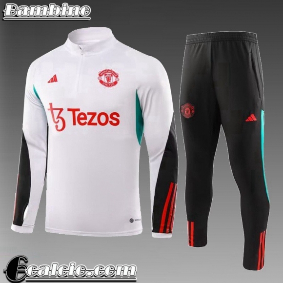 KIT: Tute Calcio Manchester United Bianco Bambini 23 24 TK713