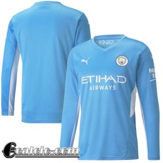 Maglia Calcio Manchester City Prima Uomo Manga Larga 2021 2022