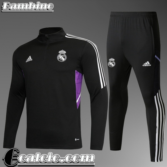 Tute Calcio Real Madrid Nero Bambini 22 23 TK343