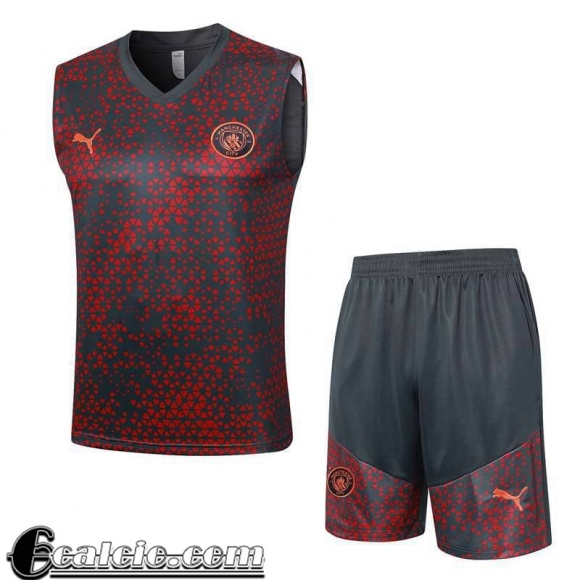 Tute Calcio Senza maniche Manchester City Rosso Grigio Uomo 23 24 A68