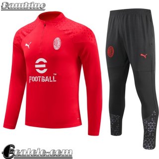 Tute Calcio + PANTALONI AC Milan rosso Bambini 23 24 C30